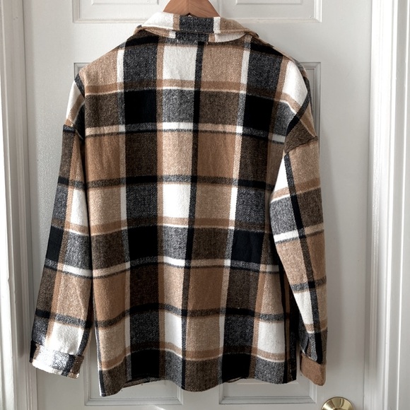 12th Tribe Black & Tan Plaid Shacket - Picture 3 of 4